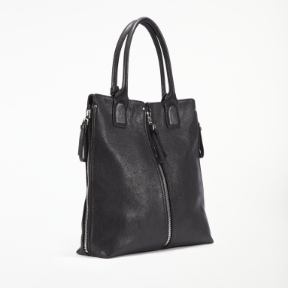 Kenneth Cole Black Leather Expandable Tote